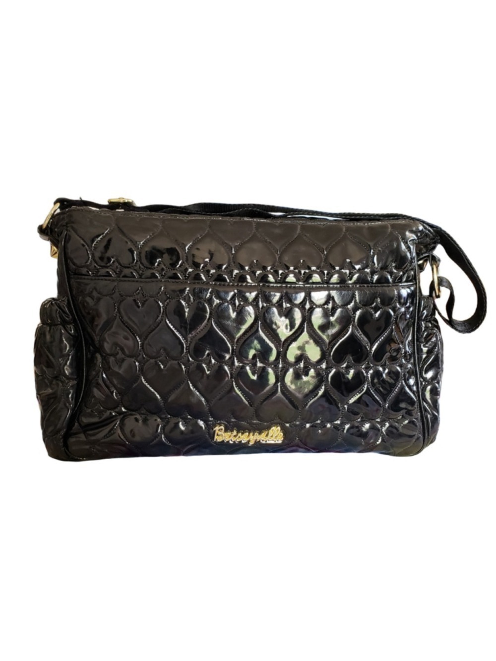 Betseyville Betsey Johnson Heart Quilted Diaper Bag Black - Picture 4 of 12